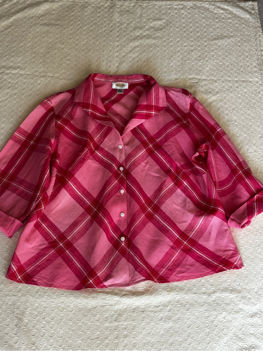 Talbots Pink Plaid Button-Front Kids Shirt